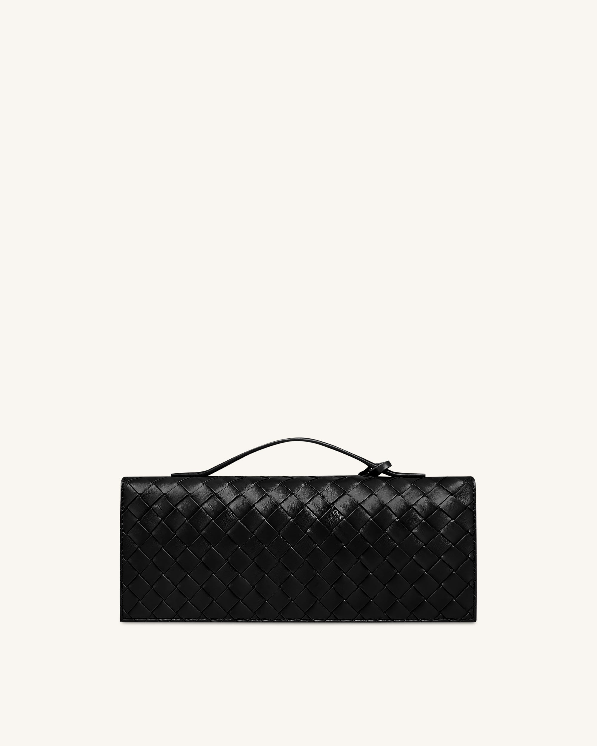 Celeste Woven Textured Envelope Top Handle Bag - Black