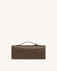 Celeste Woven Textured Envelope Top Handle Bag - Mocha Brown