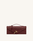 Celeste Woven Textured Envelope Top Handle Bag - Burgundy