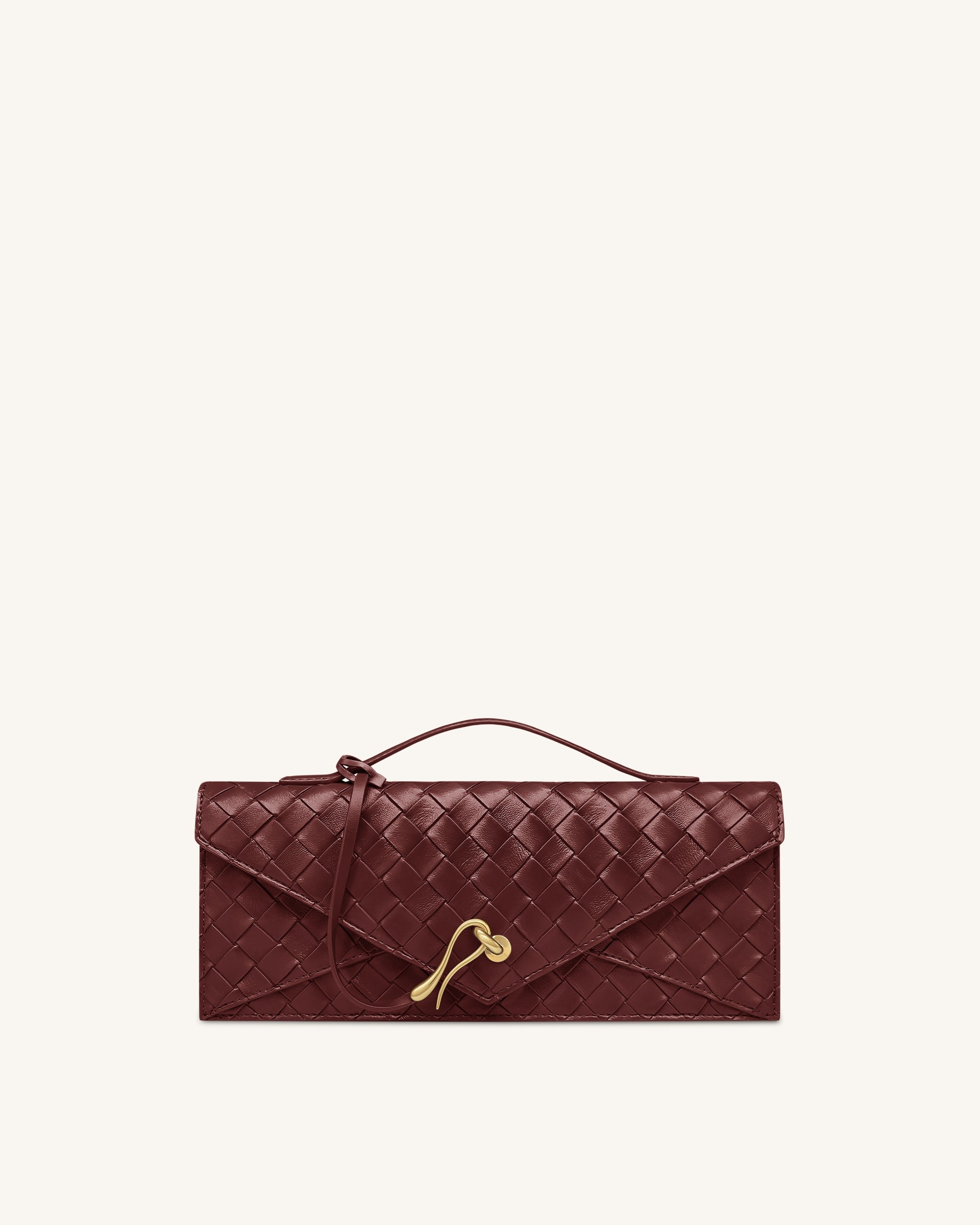 Celeste Woven Textured Envelope Top Handle Bag - Burgundy