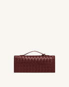 Celeste Woven Textured Envelope Top Handle Bag - Burgundy