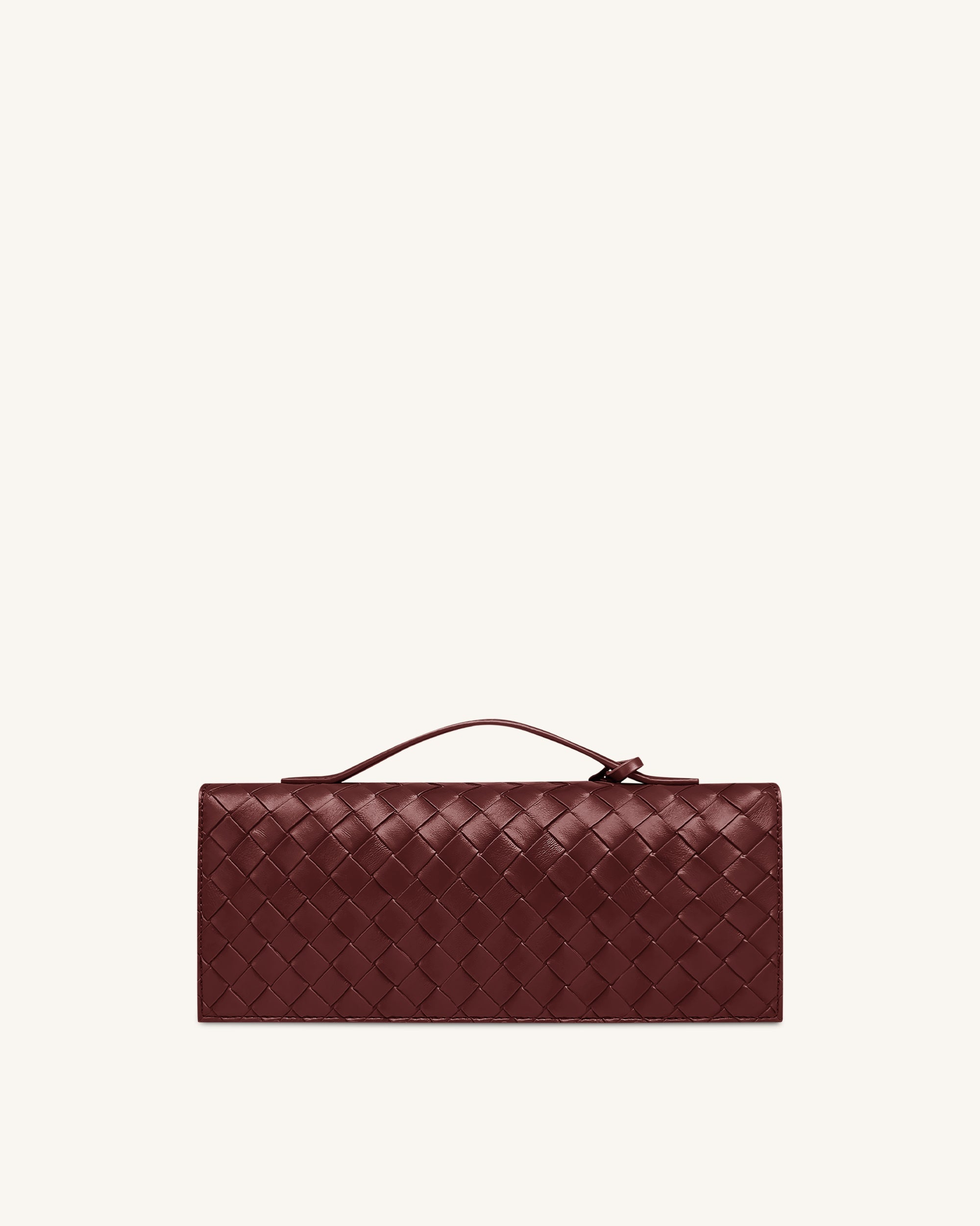 Celeste Woven Textured Envelope Top Handle Bag - Burgundy