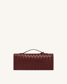 Celeste Woven Textured Envelope Top Handle Bag - Burgundy