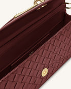 Celeste Woven Textured Envelope Top Handle Bag - Burgundy