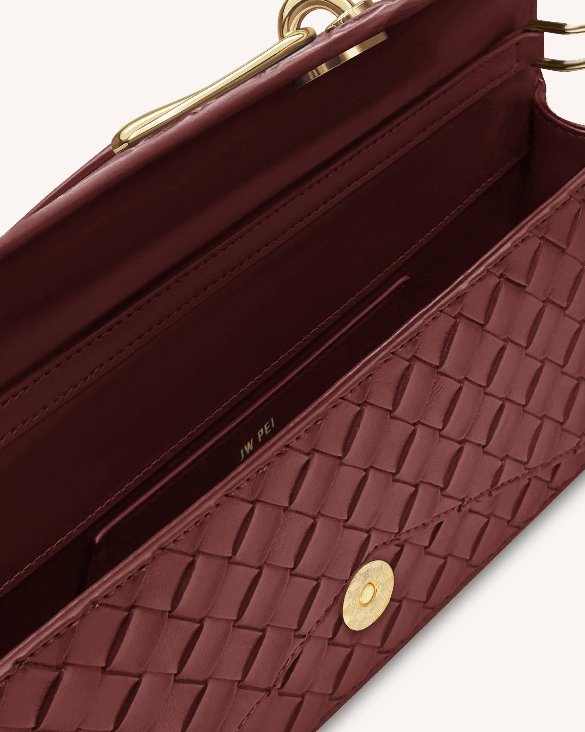 Celeste Woven Textured Envelope Top Handle Bag - Burgundy