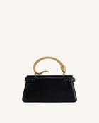 Elena Snake Handle Top Handle Bag - Black