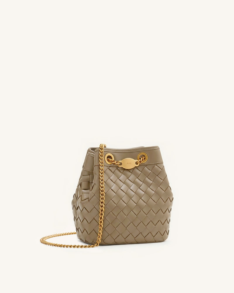 Yara Hand-Woven Bucket Bag - Taupe