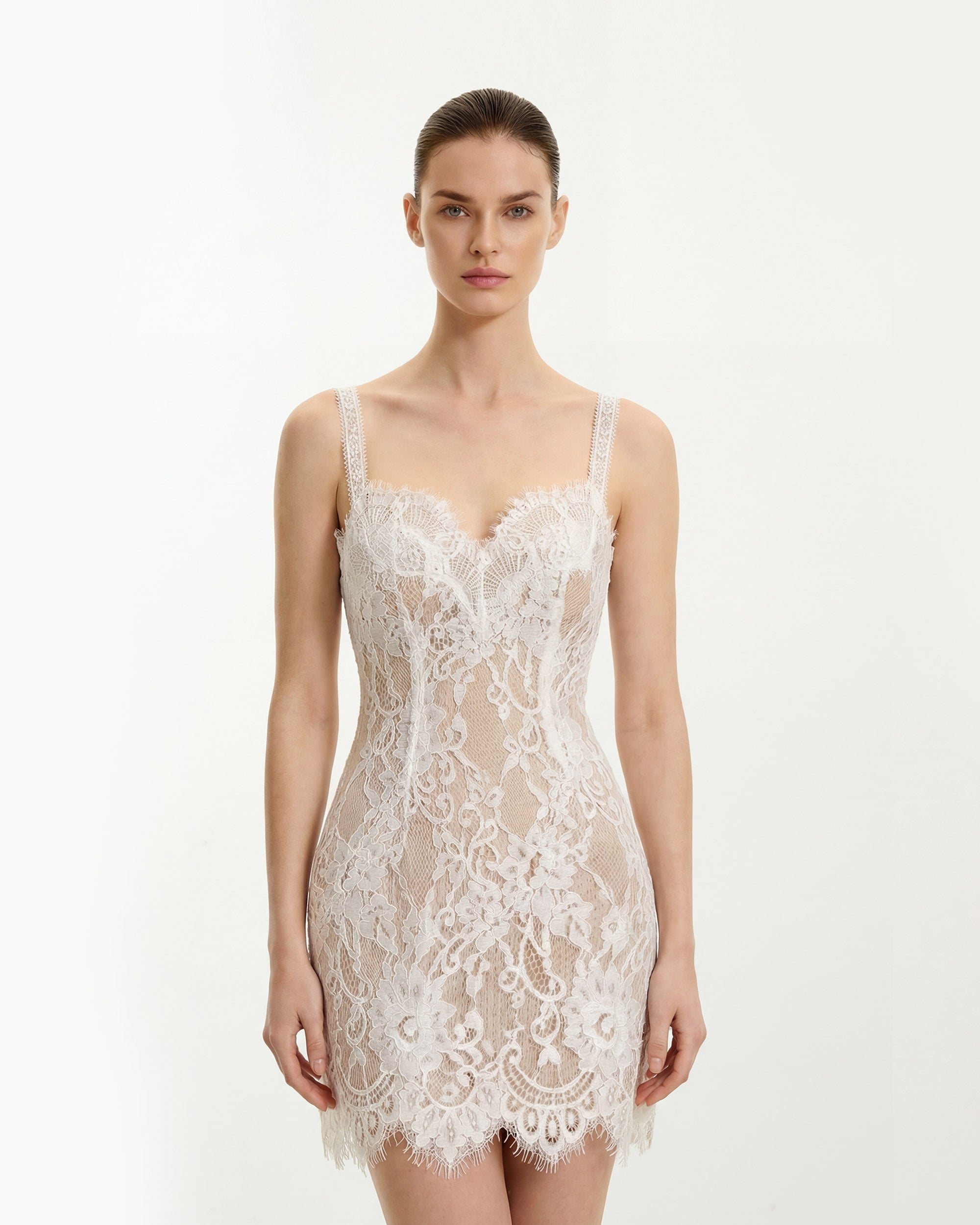Eyelash Lace Bustier Bodycon Dress