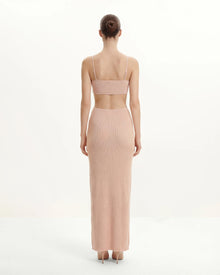 Ribbed Knit Cutout Maxi Dress - Pink