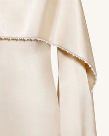 198Pearl-Trimmed Cape Sleeve Boat Neck Maxi Gown-Cream