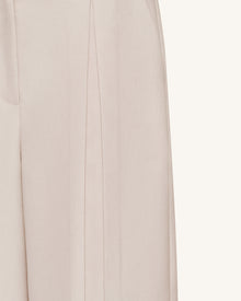 Pleated Wide-Leg Trousers - Beige