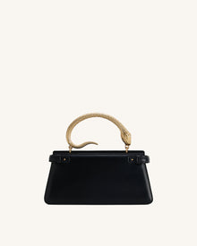 Elena Snake Handle Top Handle Bag - Black
