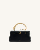 Elena Snake Handle Top Handle Bag - Black