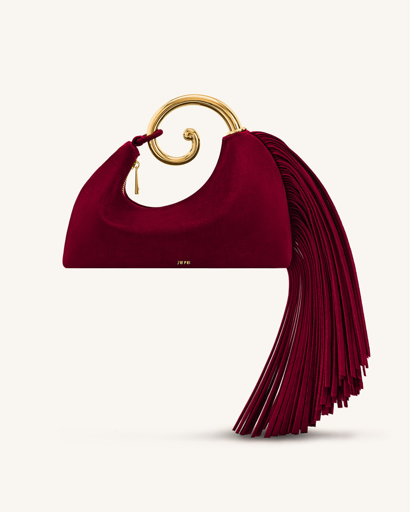 Nell Fringe Hardware Top Handle Bag - Burgundy