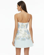 Floral Sling Mini Dress - Baby Blue