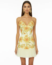 Floral Sling Mini Dress - Marigold