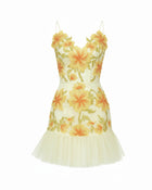 Floral Sling Mini Dress - Marigold