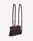 Thea Large Woven Top Handle Bag - Dark Red