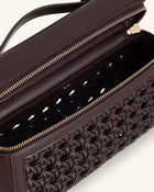 Thea Large Woven Top Handle Bag - Dark Red