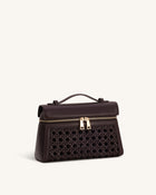 Thea Large Woven Top Handle Bag - Dark Red