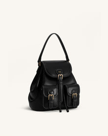 Harper Buckle Pocket Backpack - Black