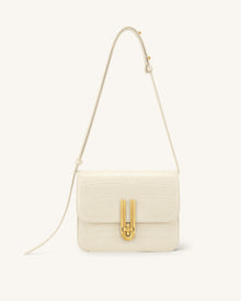 Evania Lock Shoulder Bag - Ivory Croc