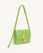 Evania Lock Shoulder Bag - Green Croc