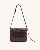 Evania Lock Shoulder Bag - Burgundy Croc
