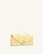 Celeste Woven Textured Envelope Top Handle Bag - Yellow