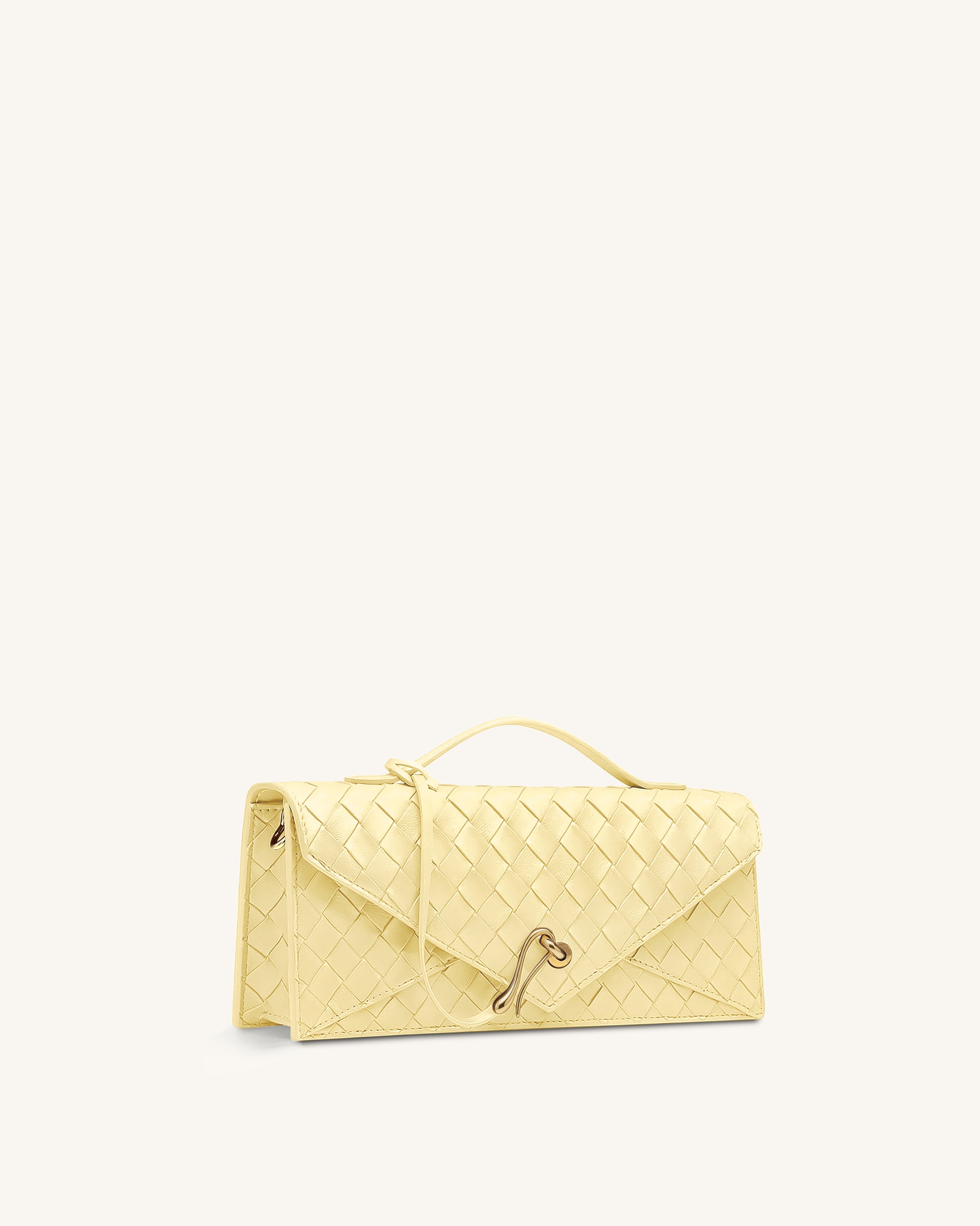 Celeste Woven Textured Envelope Top Handle Bag - Yellow