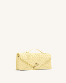 Celeste Woven Textured Envelope Top Handle Bag - Yellow