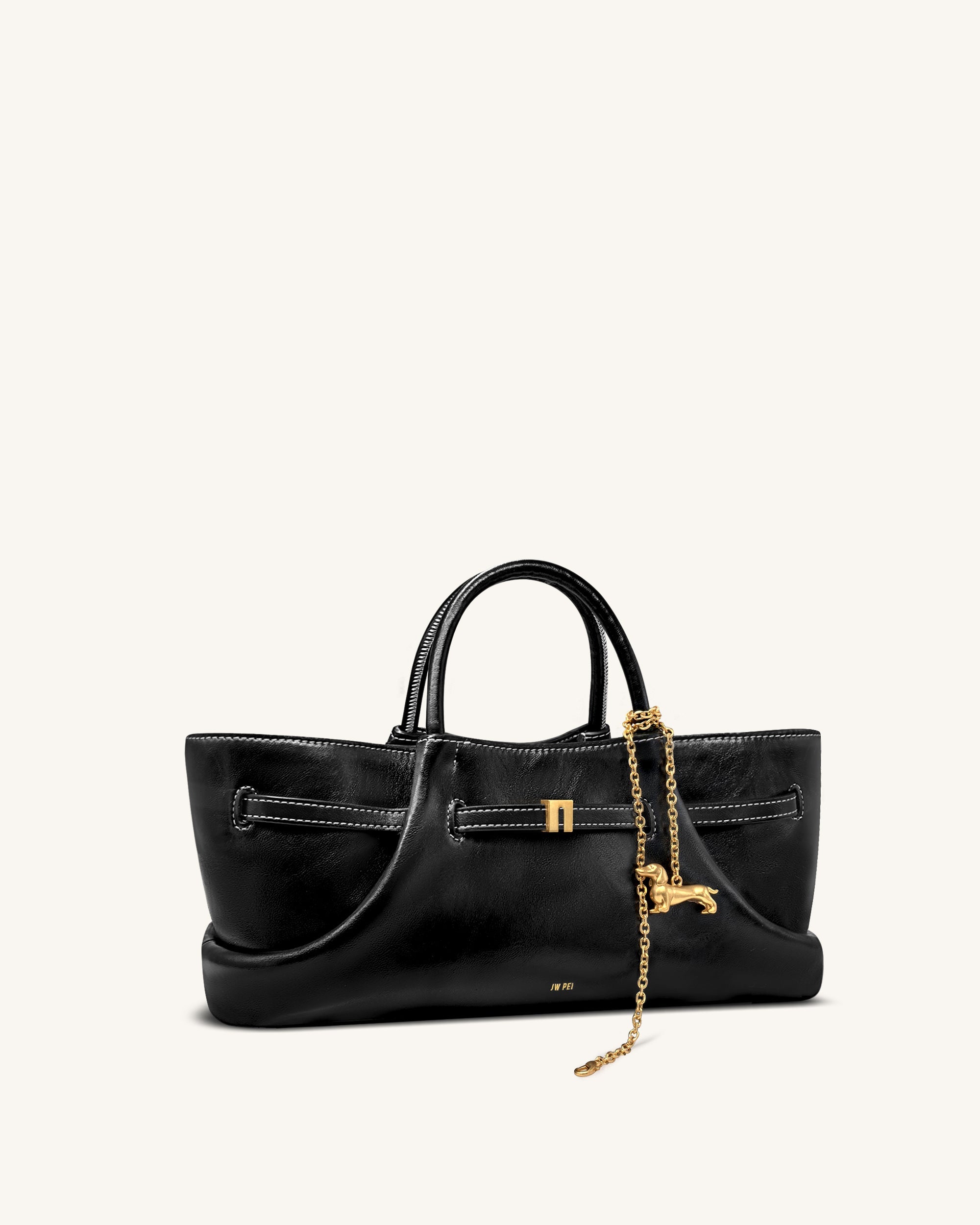 Maeve Dachshund Metal Charm Tote Bag - Black | JW PEI