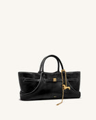 Maeve Dachshund Metal Charm Tote Bag - Black