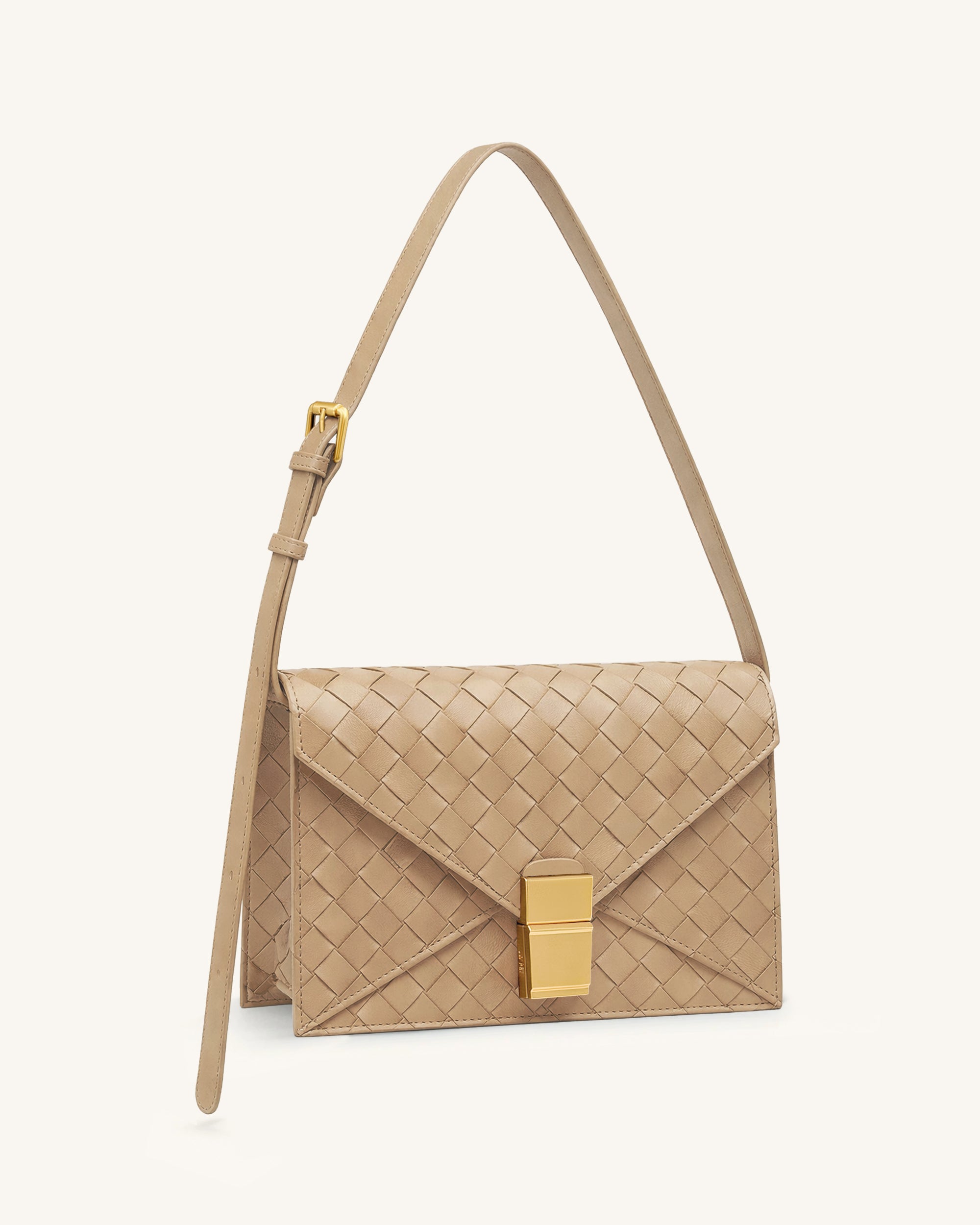 Clio Woven Textured Envelope Crossbody Bag - Khaki