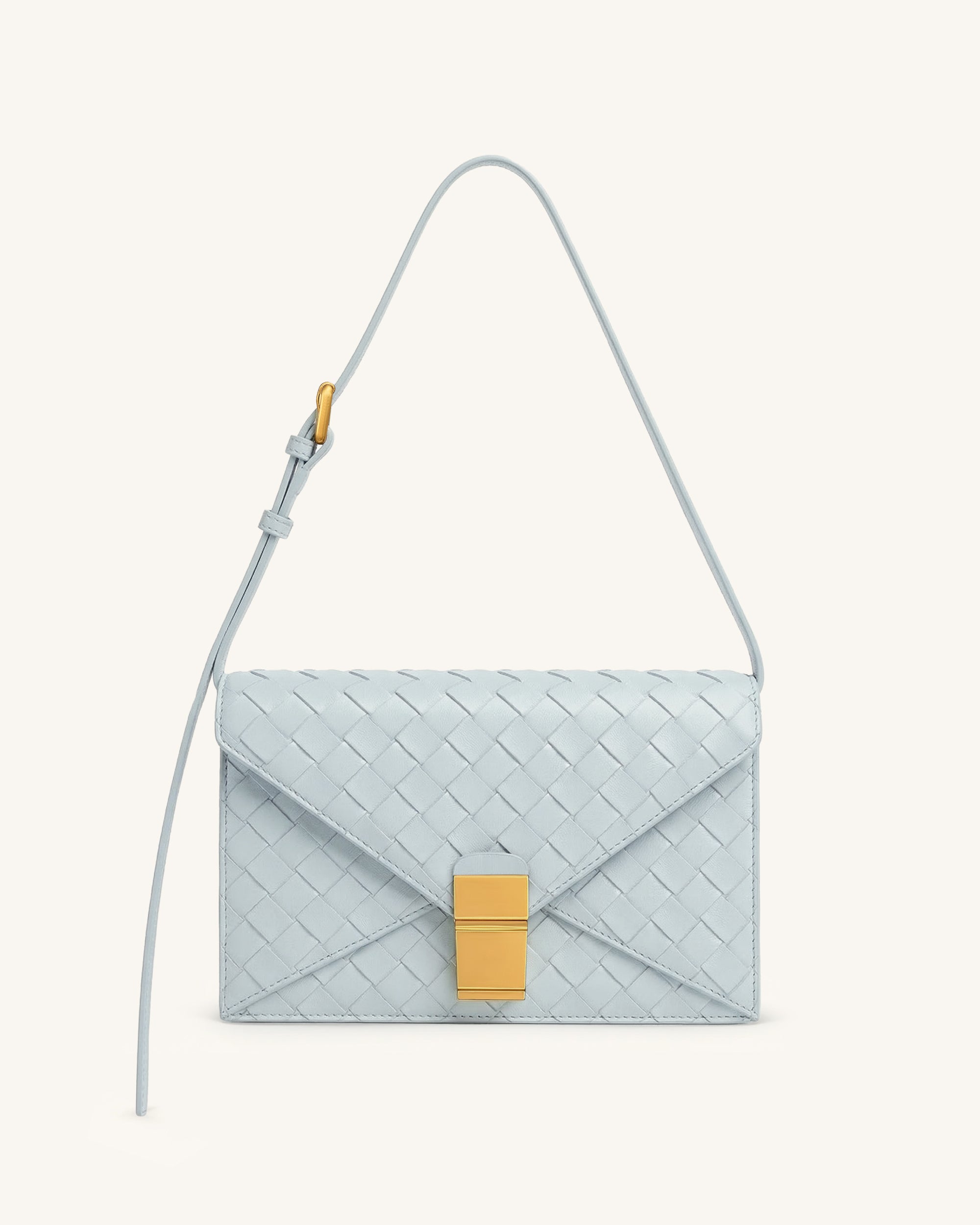 Clio Woven Textured Envelope Crossbody Bag - Light Blue
