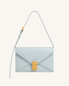 Clio Woven Textured Envelope Crossbody Bag - Light Blue