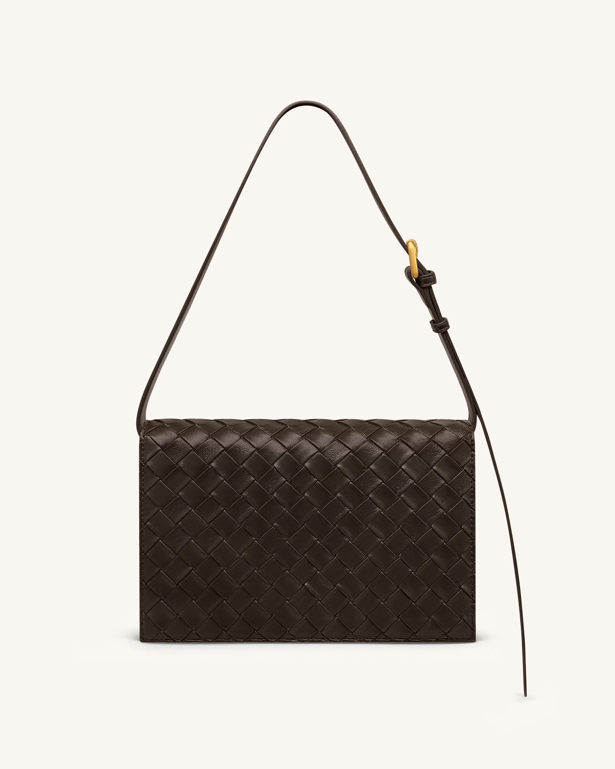 Clio Woven Textured Envelope Crossbody Bag - Dark Brown