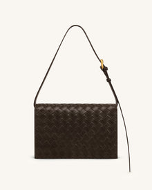 Clio Woven Textured Envelope Crossbody Bag - Dark Brown
