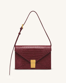 Clio Envelope Crossbody Bag - Burgundy Croc