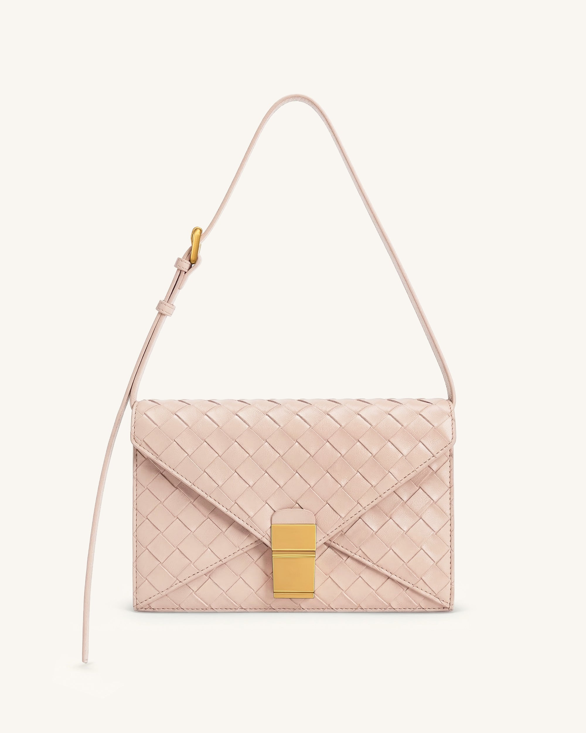 Clio Woven Textured Envelope Crossbody Bag - Light Pink