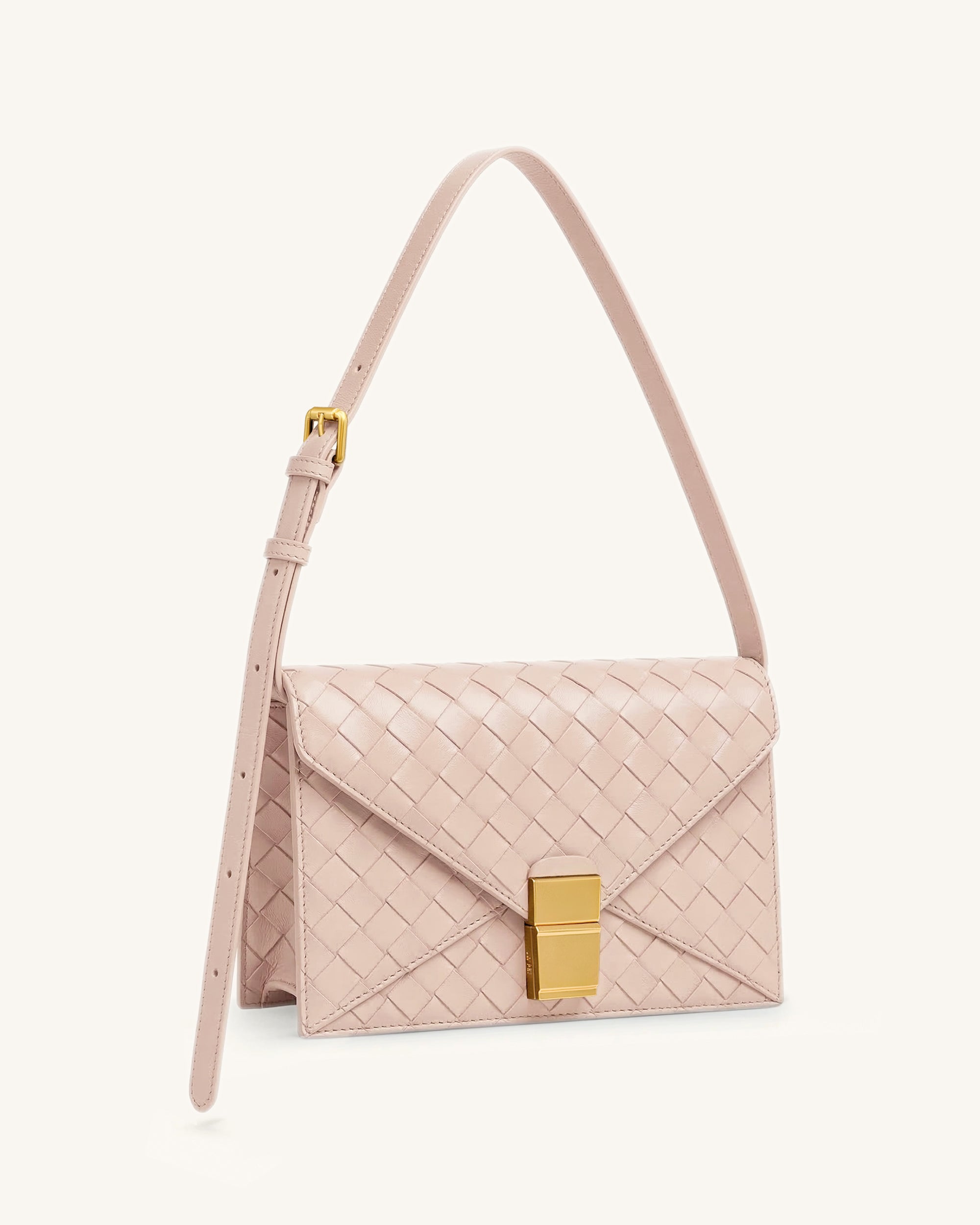 Clio Woven Textured Envelope Crossbody Bag - Light Pink