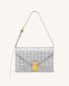 Clio Woven Textured Envelope Crossbody Bag - Silver