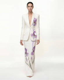 Iris Motif Maxi Skirt - White