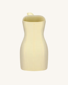 3D Floral Appliqué Strapless Mini Dress - Yellow