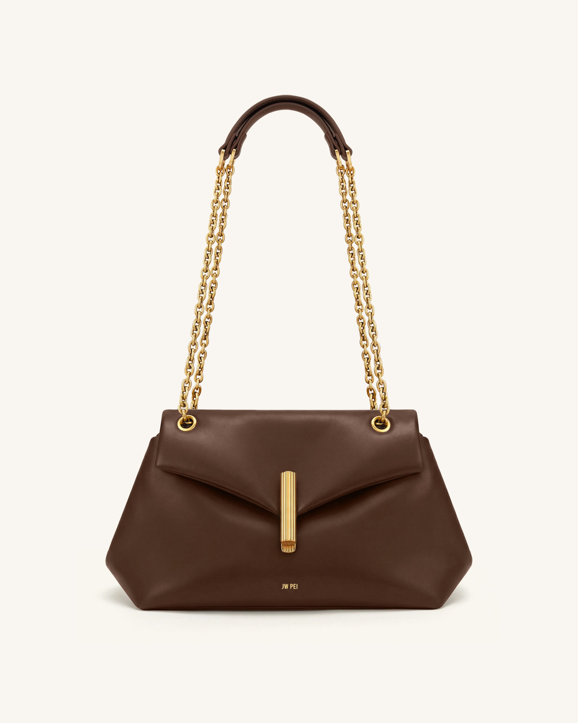 Valerie Chain Flap Shoulder Bag - Dark Brown