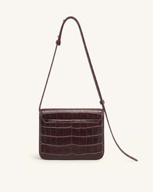 Evania Lock Shoulder Bag - Burgundy Croc
