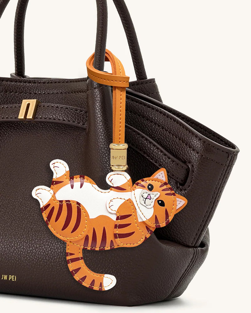 Playful Cat Bag Charm - Orange
