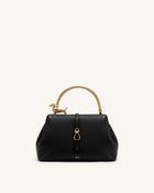 Bruna Dachshund Metal Handle Top Handle Bag - Black