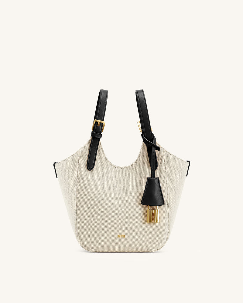 Ines Padlock Tote Bag - Black Canvas