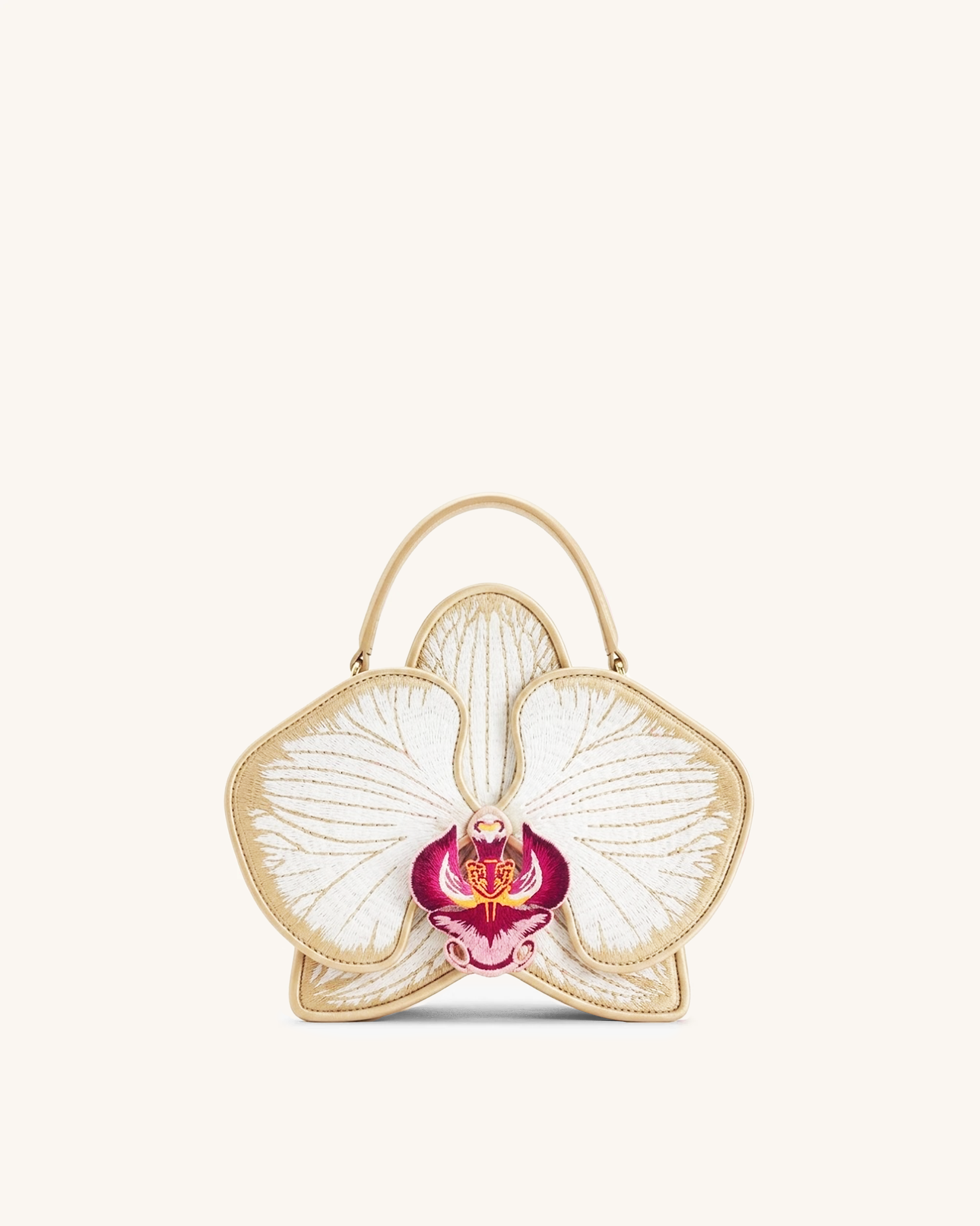 Flora Orchid Shaped Top Handle Bag - Champagne